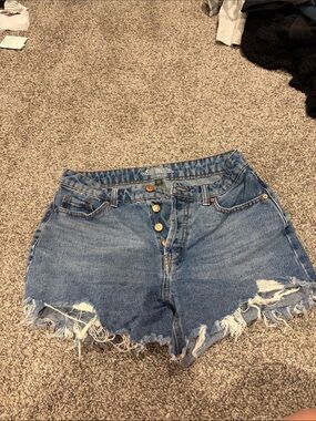 wild fable Blue Distressed High-Rise Jean Shorts